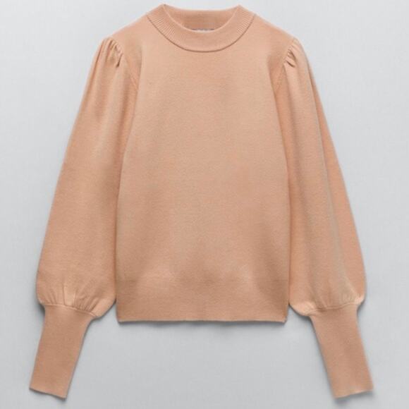 Zara Long Sleeve Knit Sweater Size Medium 6254/005/623 Feminine Puff Sleeves - Picture 1 of 8